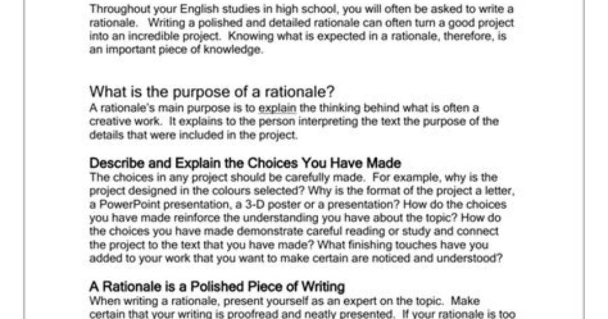 How Do You Write a Rationale?