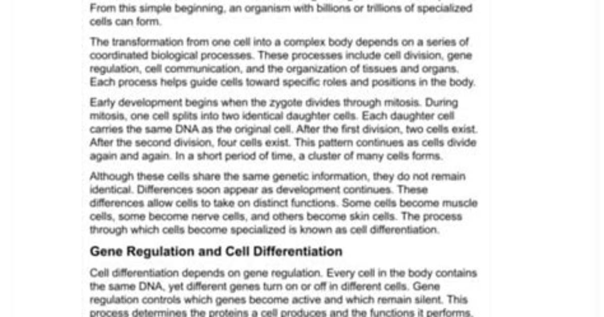 How Does a Single Cell Become a Whole Body