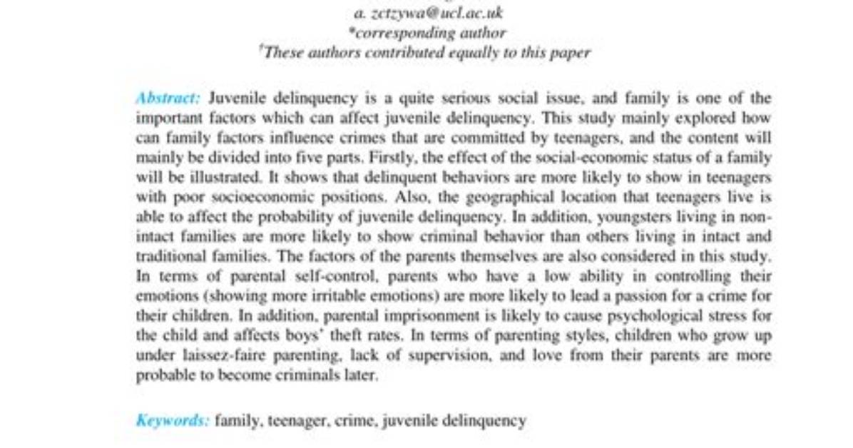 How Does Family Affect Delinquency