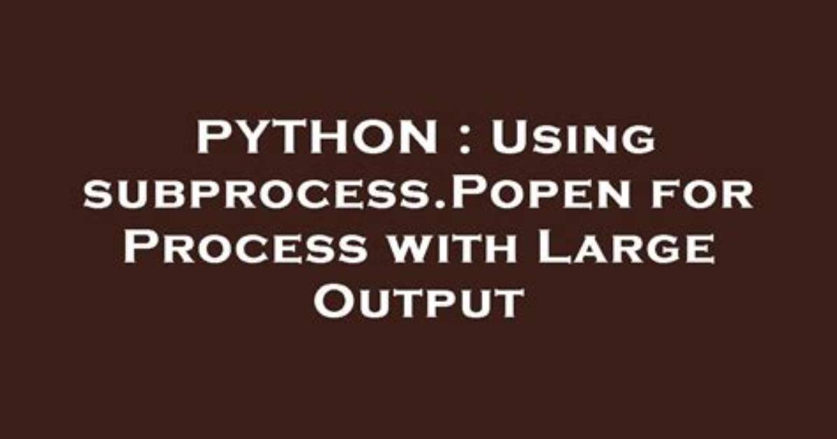 How Does Popen Work Python