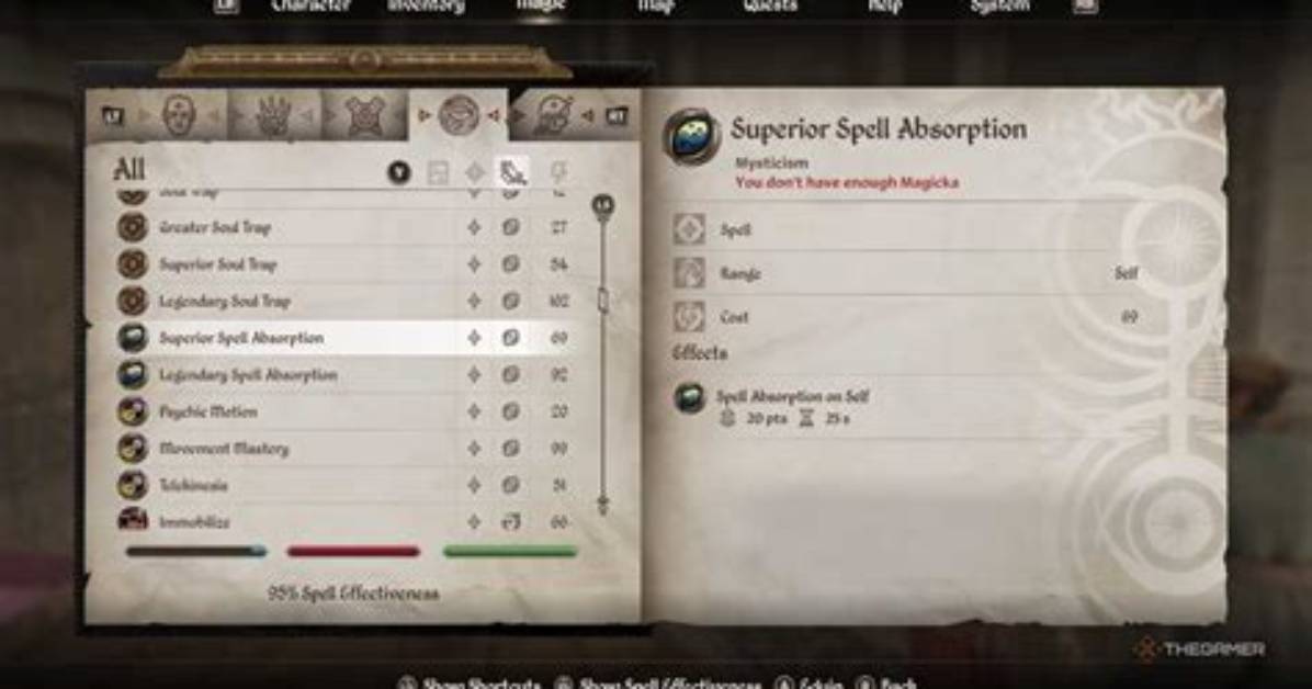 How Does Spell Absorption Work in Oblivion?