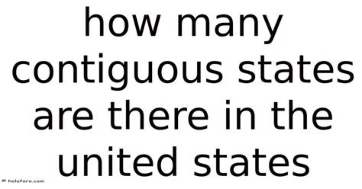 How Many Contiguous States Are There?