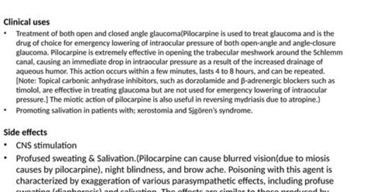 How Pilocarpine Increased Salivation?