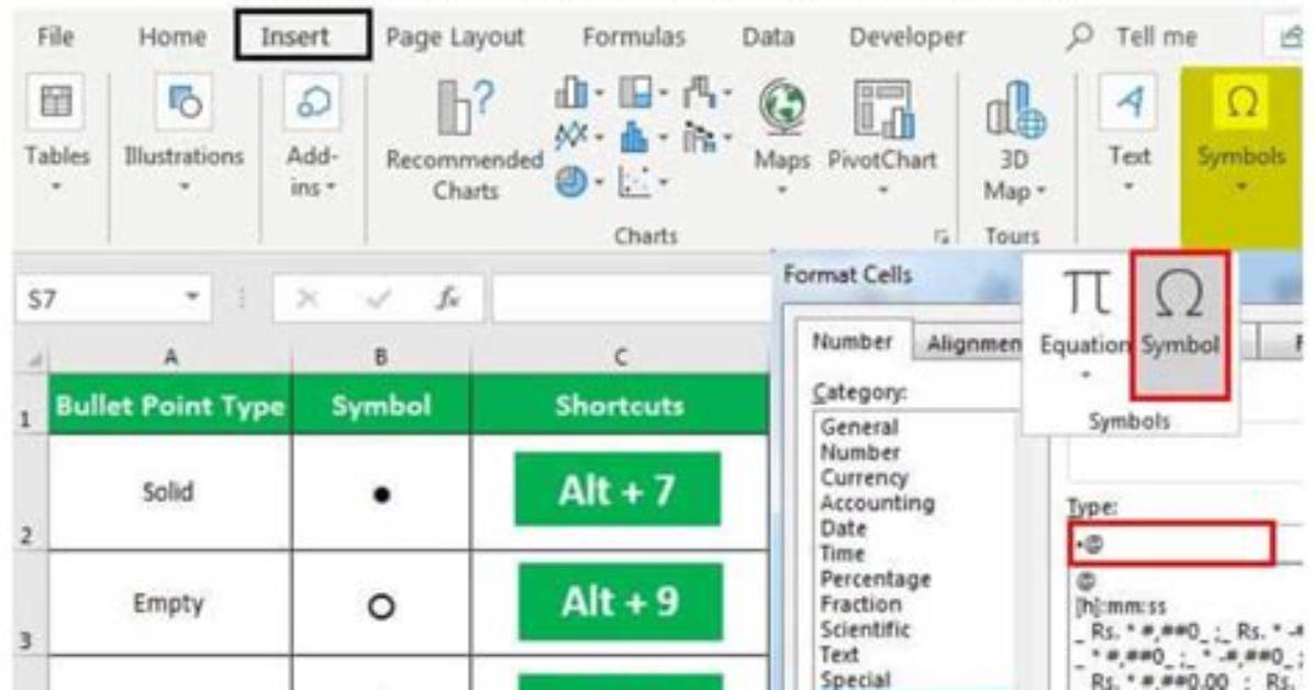 How to Add Bullets in Excel?
