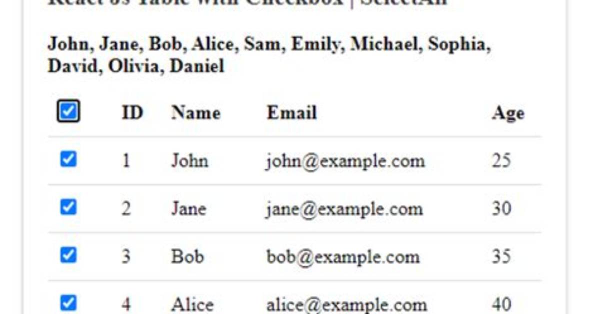 How to Add Checkbox to Table -React