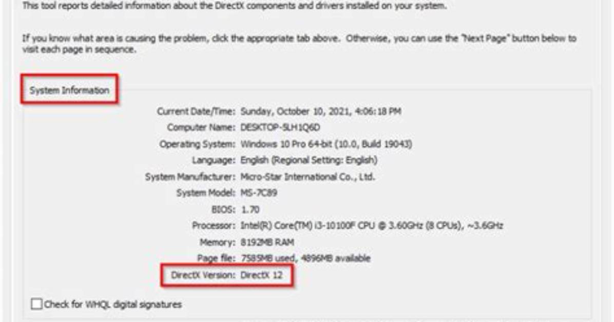How to Check Directx Version Windows 10?
