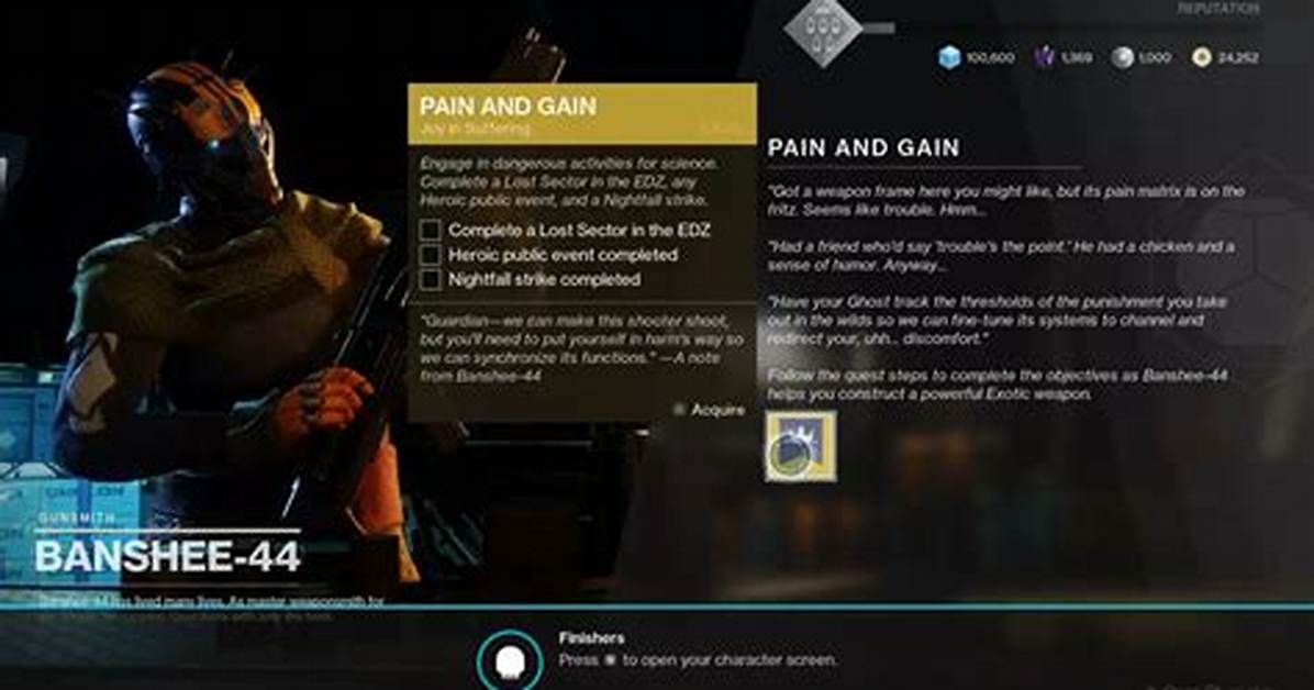 How to Complete Pain & Gain Exotic Quest