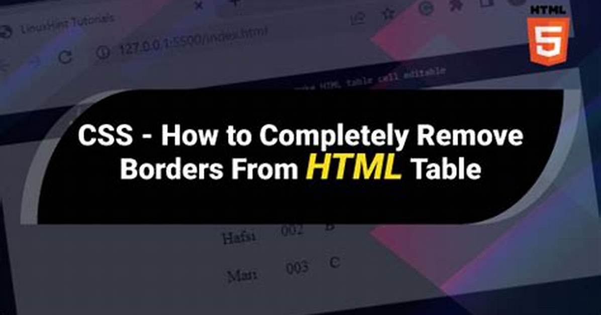 How to Completely Remove Borders from Html Table