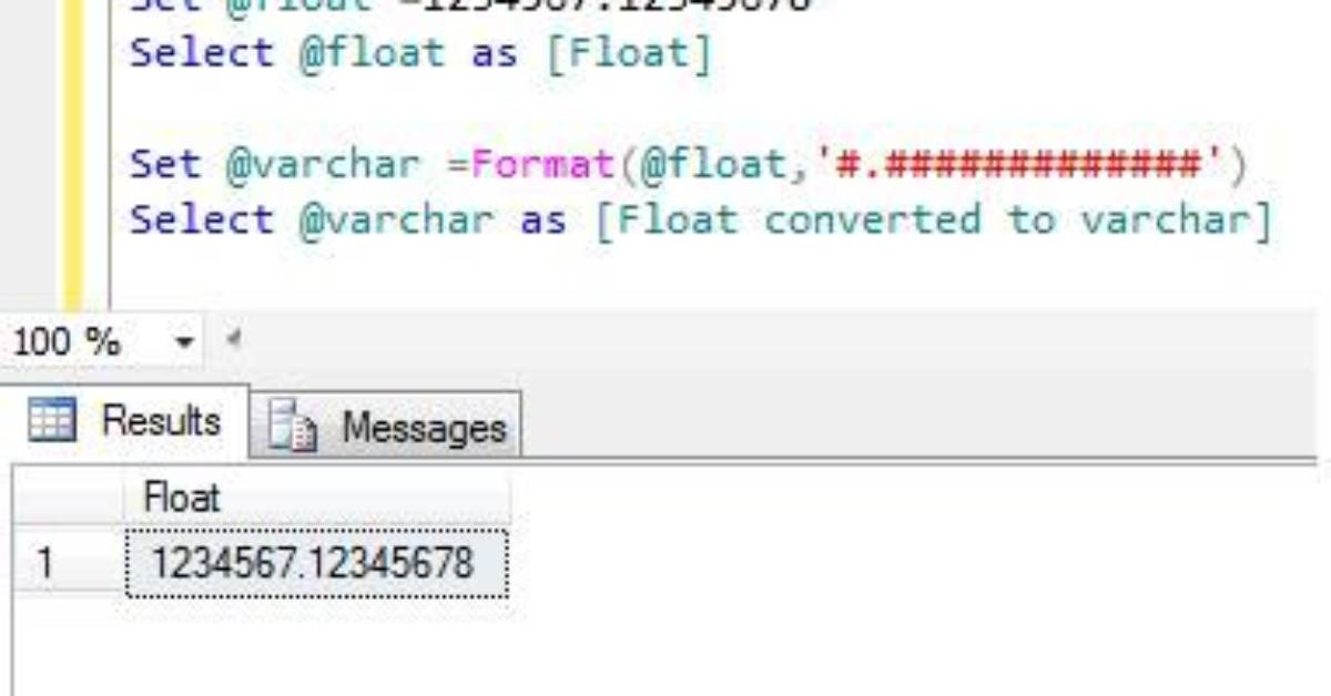 How to Convert Float to Varchar in Sql Server