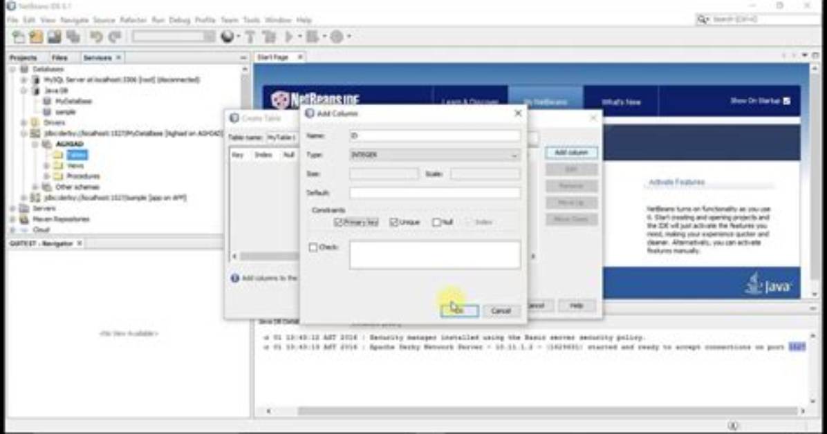How to Create a Database in Netbeans 8.2