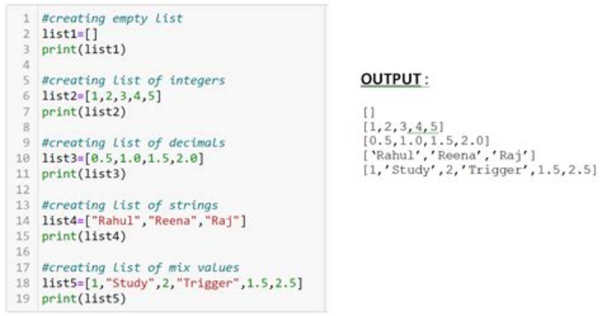 How to Create a List in Python Stack Overflow