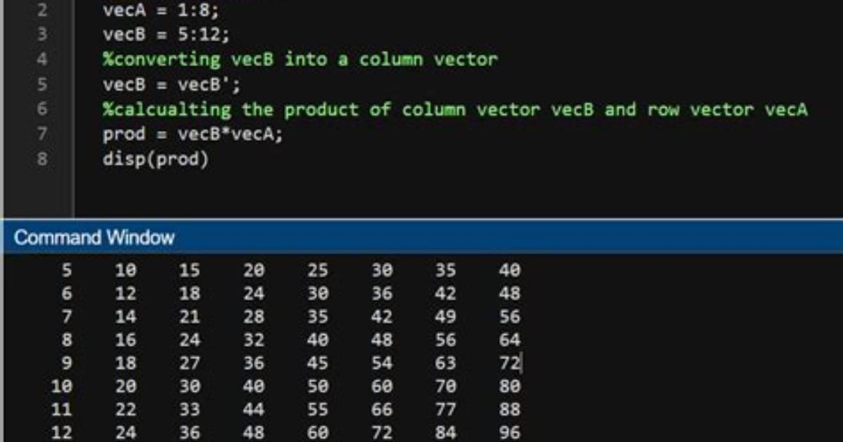 How to Create a Row Vector in Matlab