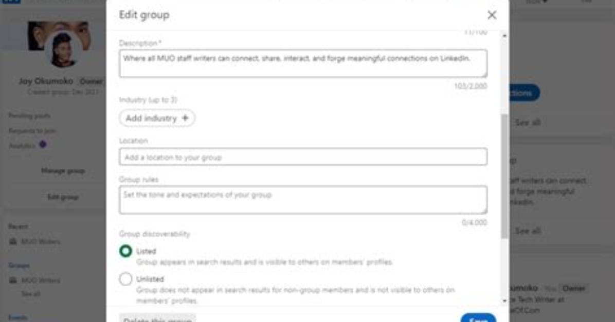 How to Delete a Linkedin Group?