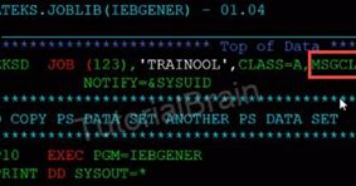 How to Find Jcl Msgclass=?