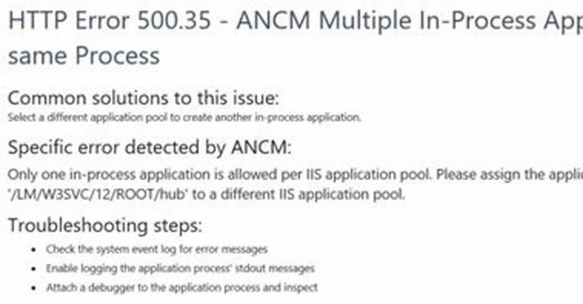 How to Fix Error "Ancm in-Process Handler Load Failure"?