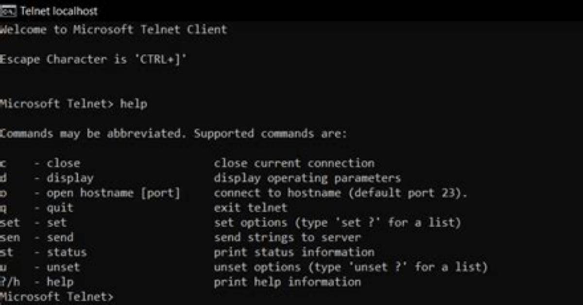 How to Get Telnet to Localhost Working?