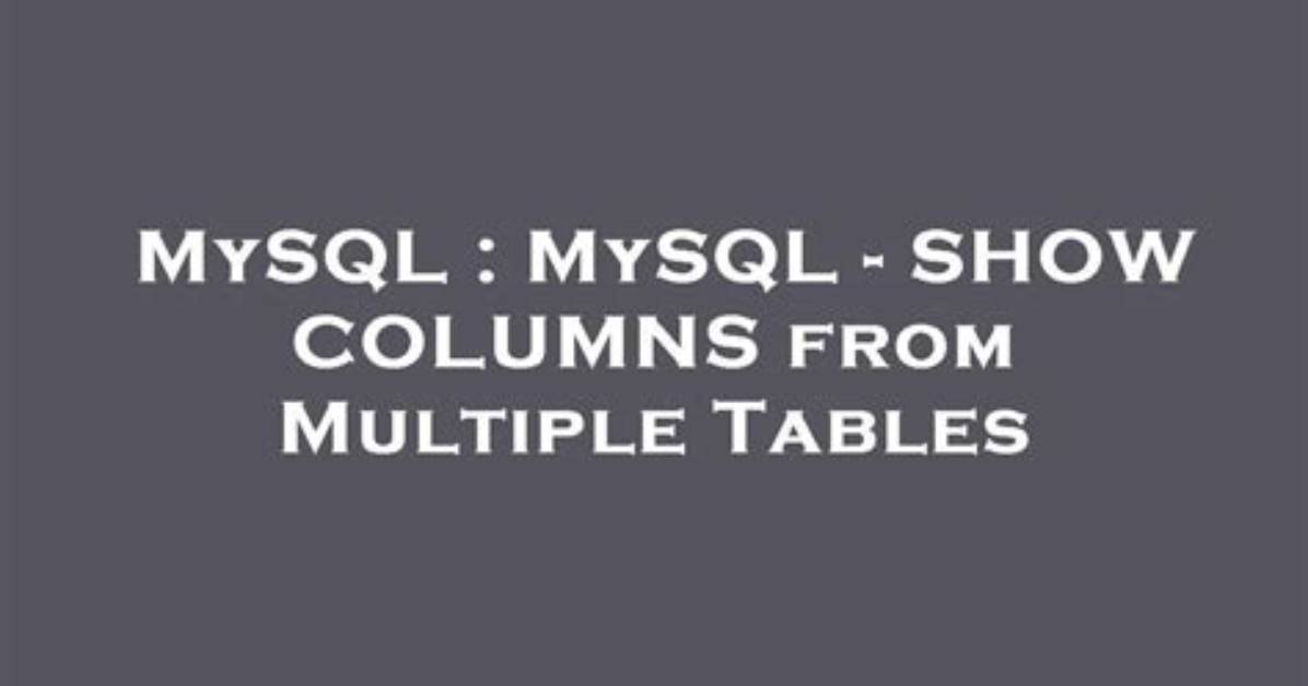 How to Get the Mysql Table Columns Data Type?