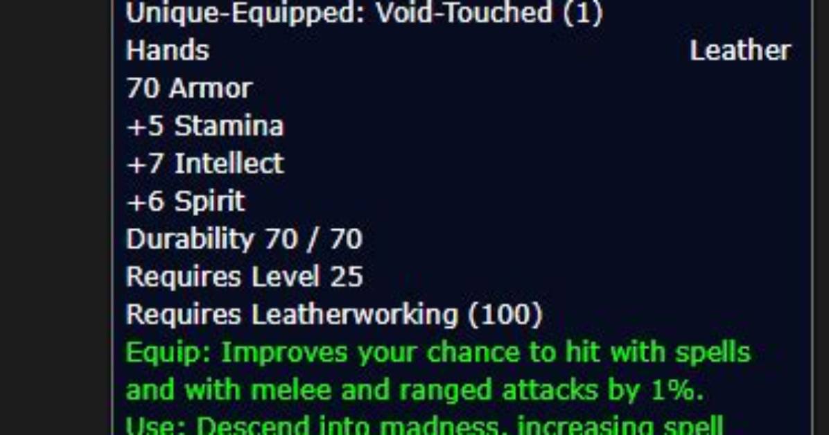 How to Get Void-Touched Leather Gloves in Wow Sod