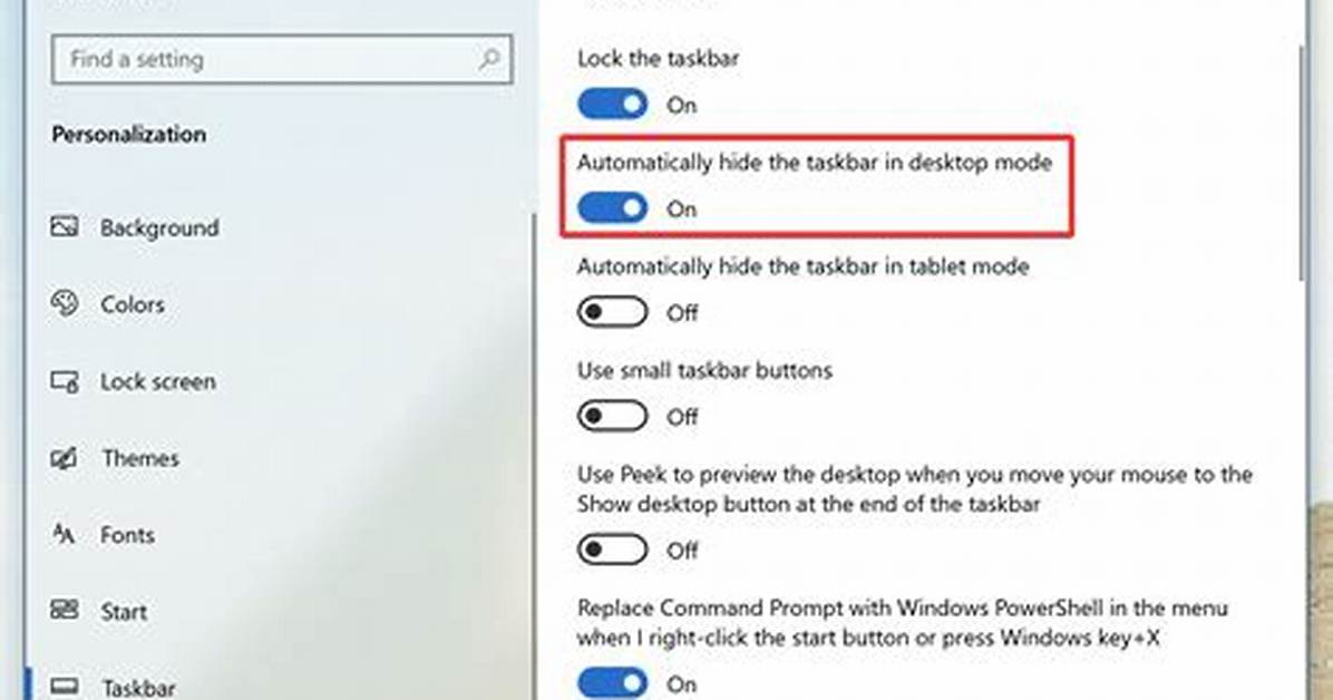 How to Hide Toolbar Windows 10?