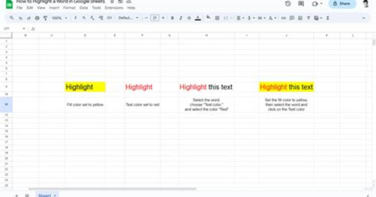 How to Highlight Text in Google Sheets?