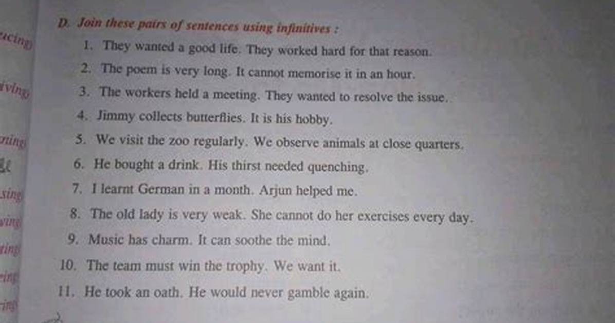 How to Join Sentences Using Infinitives?