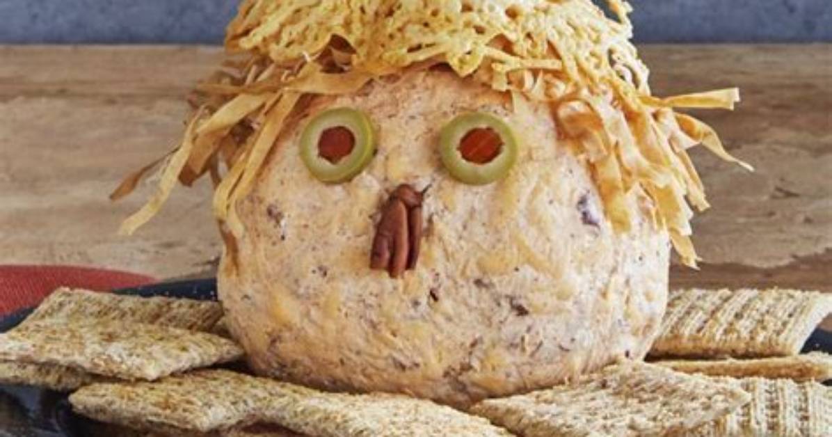 How to Make Halloween Scarecrow Cheese Ball