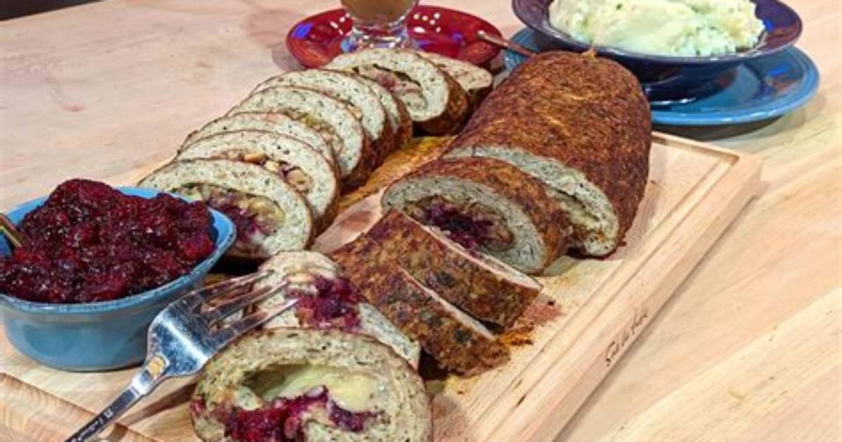 How to Make Pilgrim Rolled Turkey Meatloaf with Apple Walnut Stuffing, Cranberries, Gravy & Mashed Potatoes