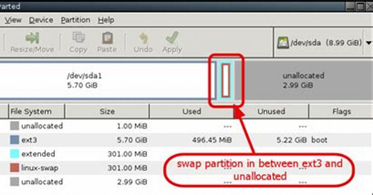 How to Move Linux Swap Partition - Gparted
