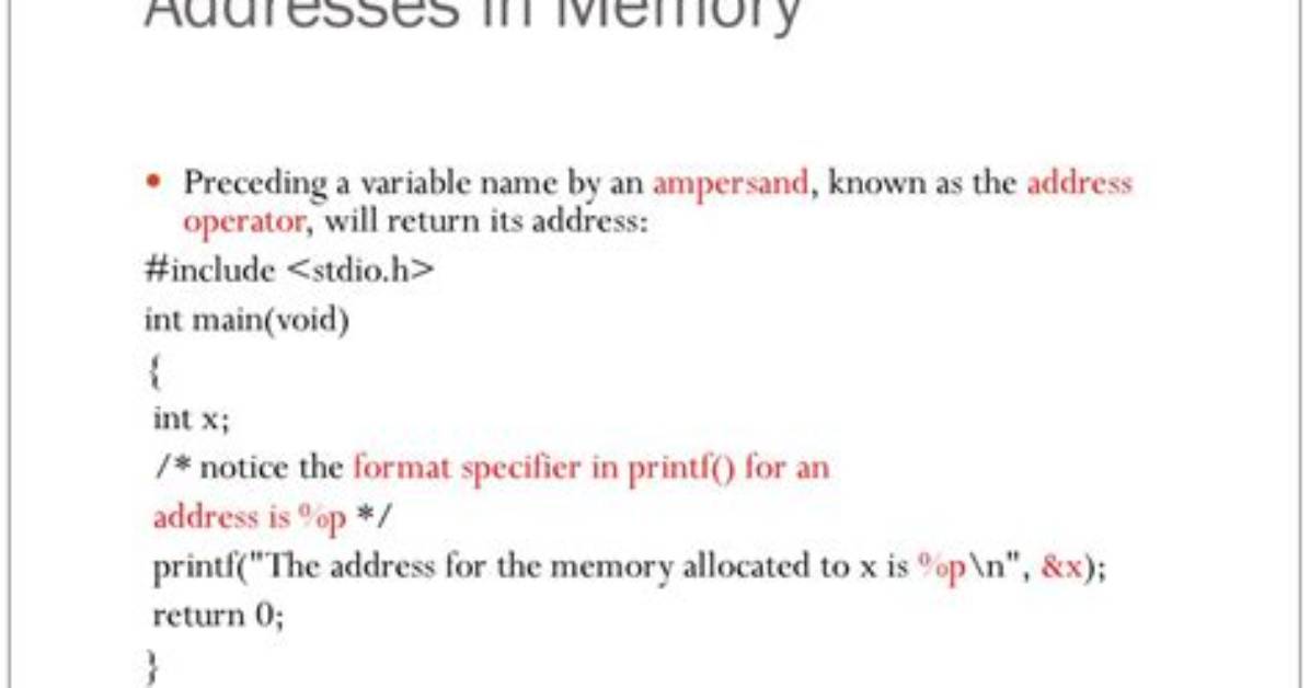How to Printf a Memory Address in C