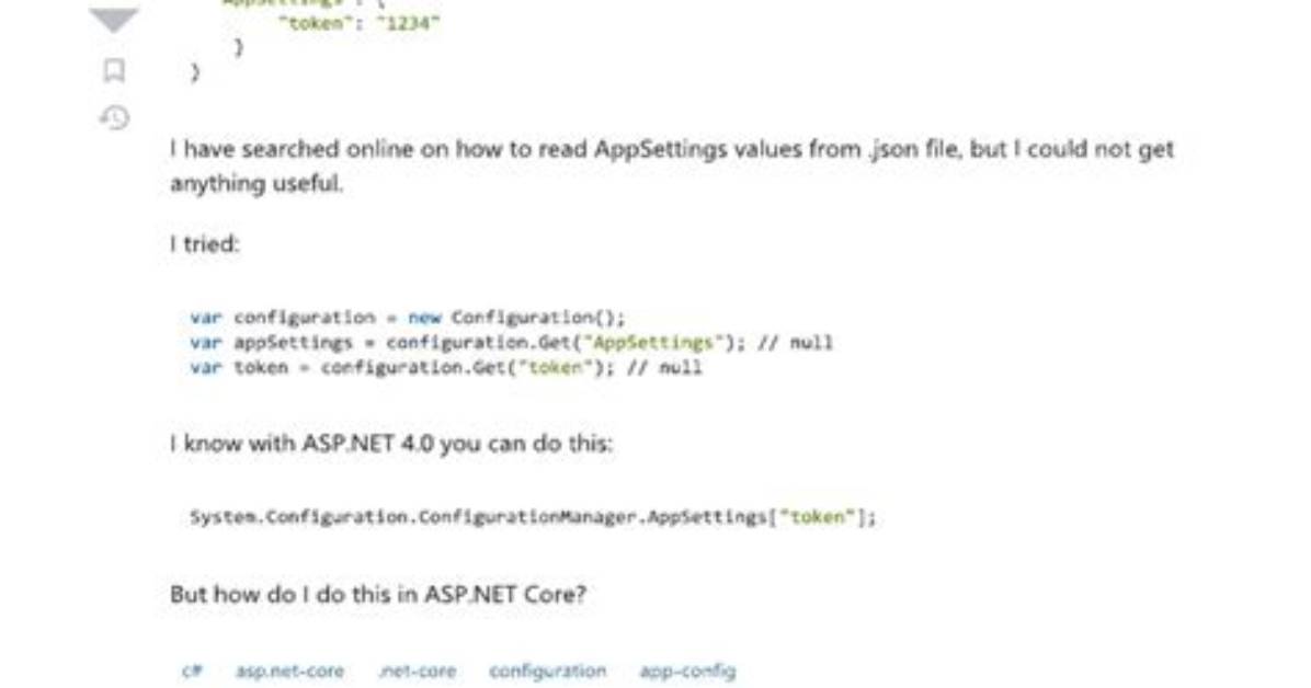 How to Read Appsettings Values from A. Json File in Asp. Net Core