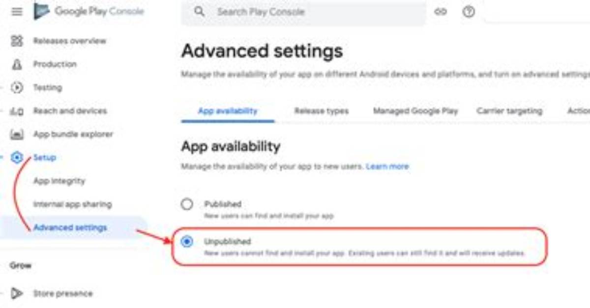 How to Remove Application from App Listings on Android Developer Console