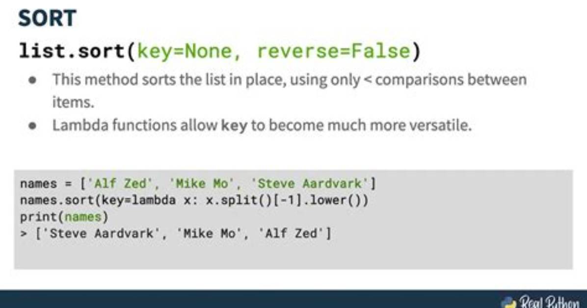 How to Sort with Lambda in Python