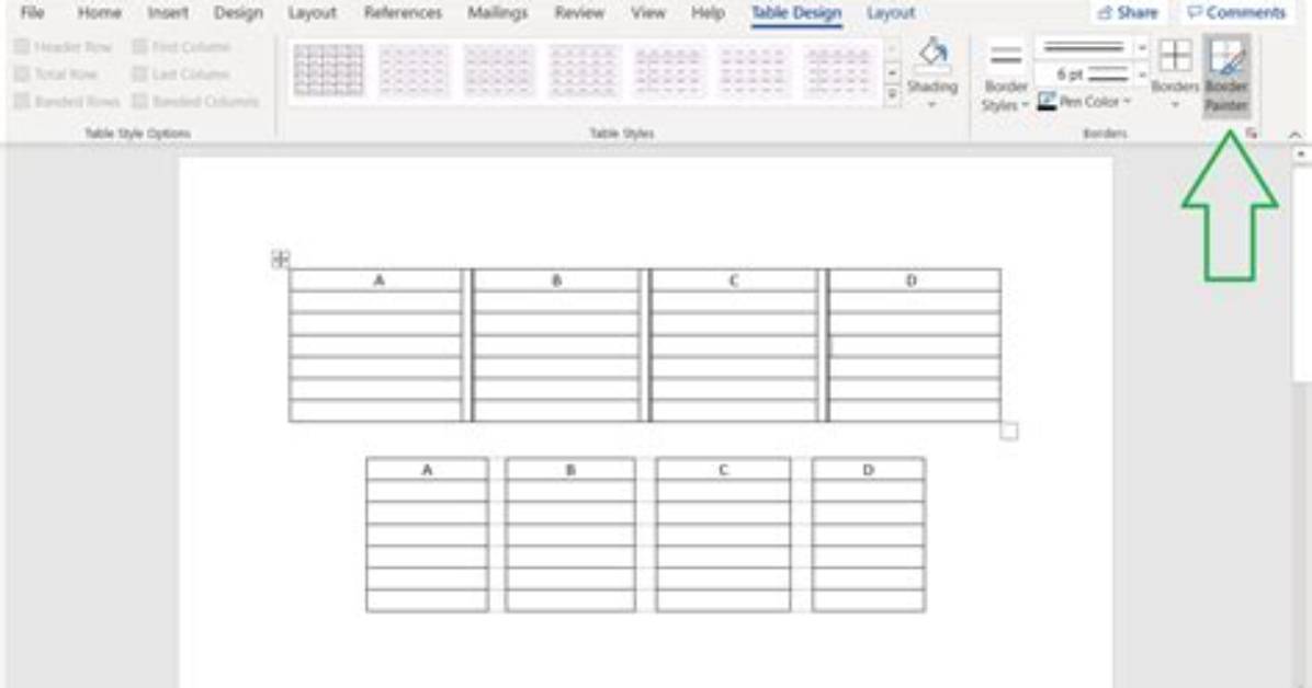 How to Split Table Vertically in Ms Word?