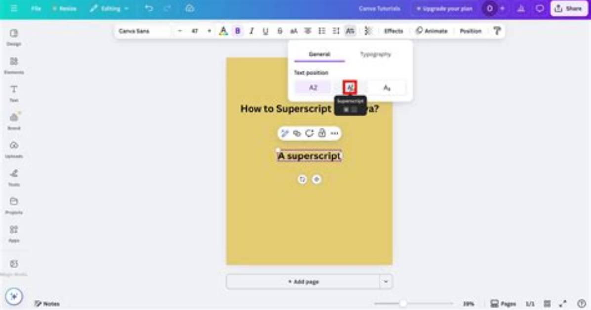How to Superscript in Canva