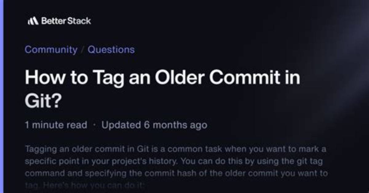 How to Tag an Older Commit in Git?