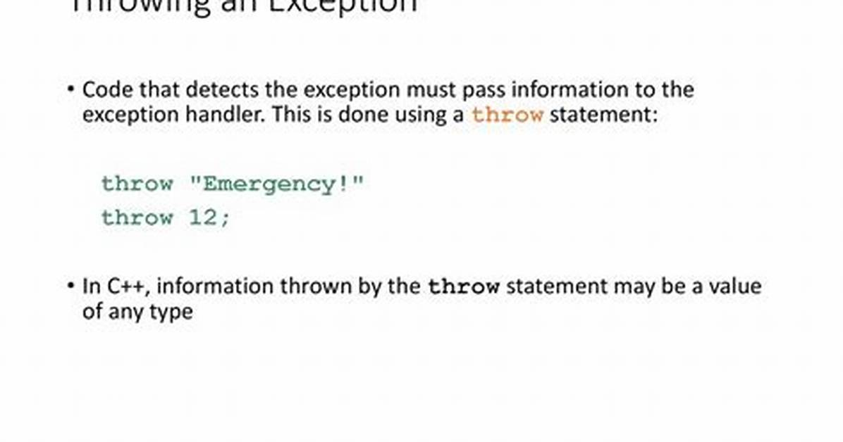 How to Throw a C++ Exception
