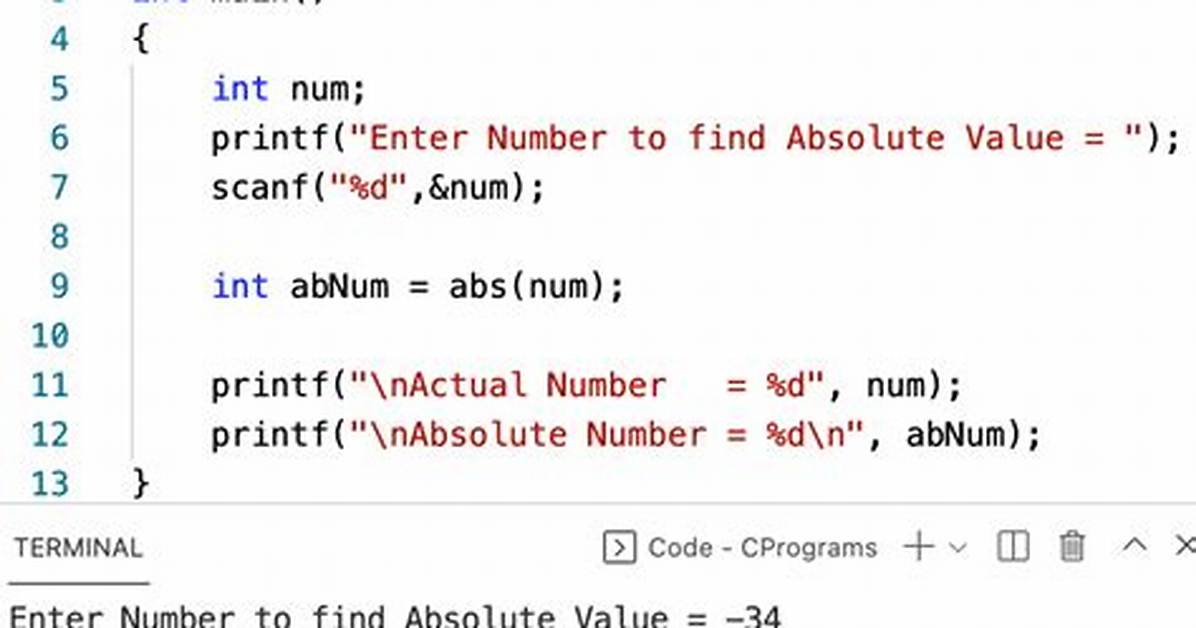 How to Write Absolute Value in C