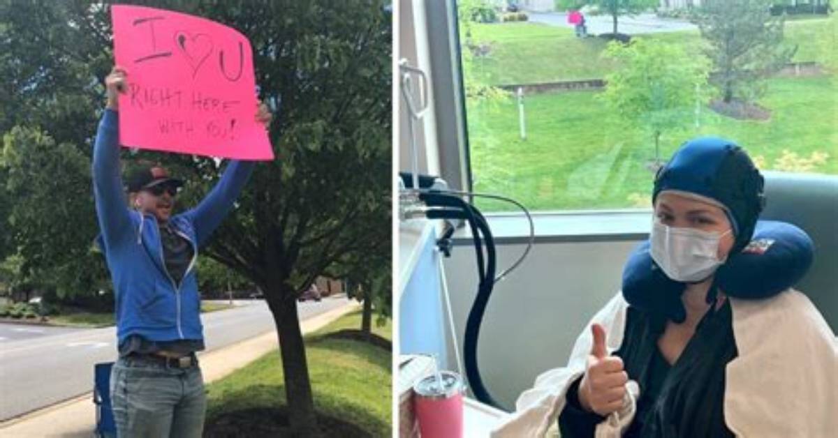 Husband Waits Outside Cancer Center While Wife Receives Chemotherapy