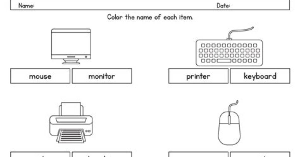 Identify the Computer Components — Printable Worksheet