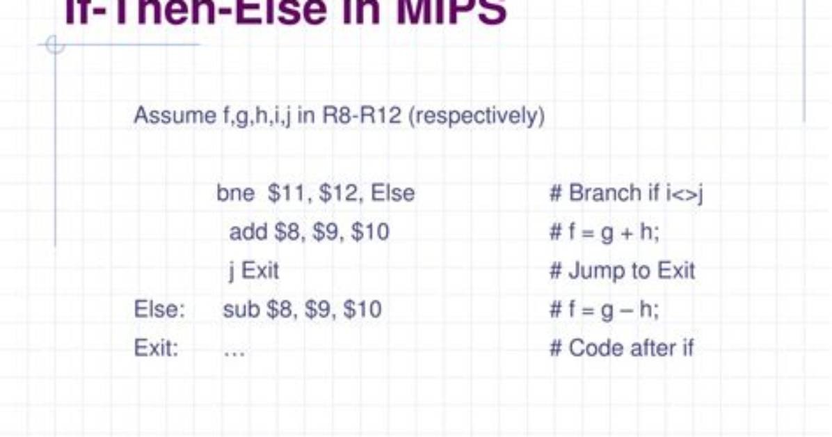 If Else in Mips