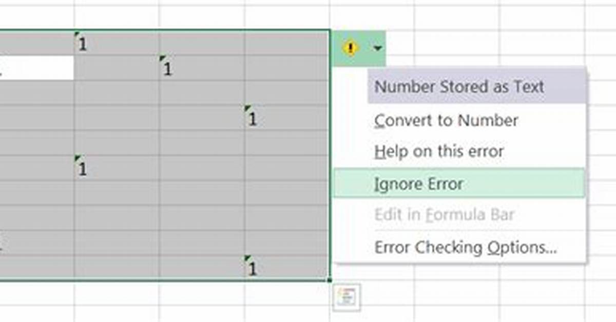 Ignore Multiple "Number Stored as Text" Errors at Once