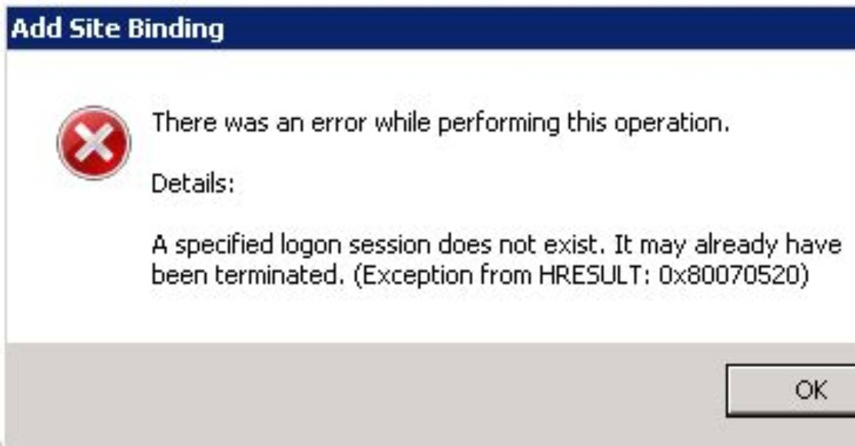 Iis 7 Error "A Specified Logon Session Does Not Exist. It May Already Have Been Terminated." When Using Https