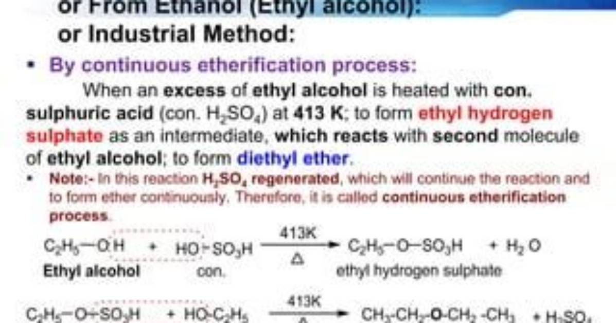 In a Continuous Etherification Process Alcohol Undergoes?