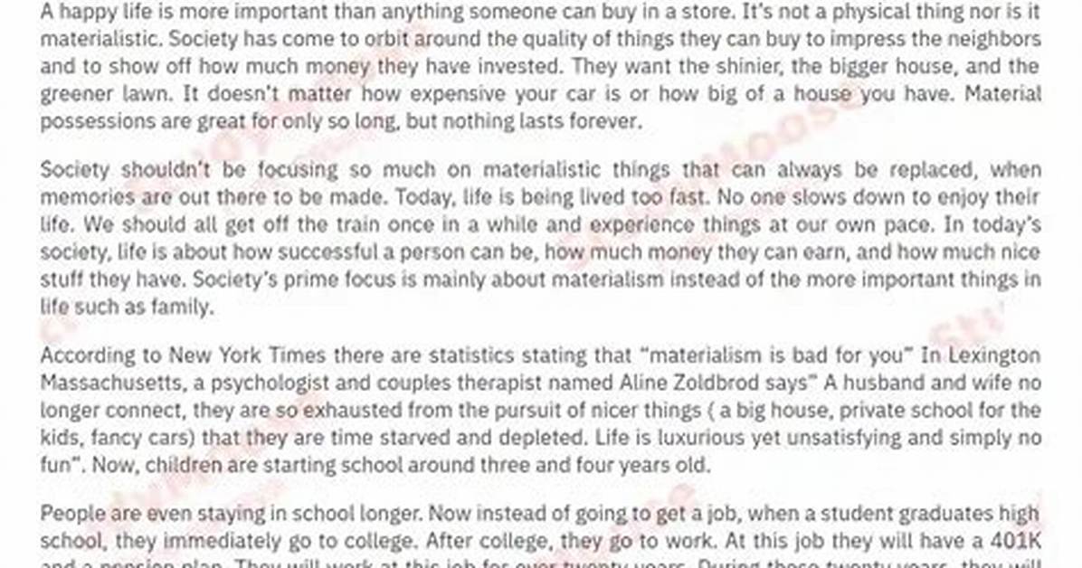 In a Materialistic Society?