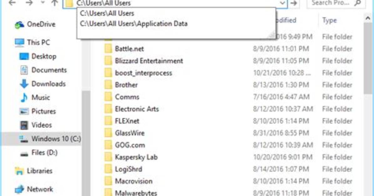In Windows 10 Can Programdata/. .. /Systemdata Folder Be Emptied of Contents Without Consequence?