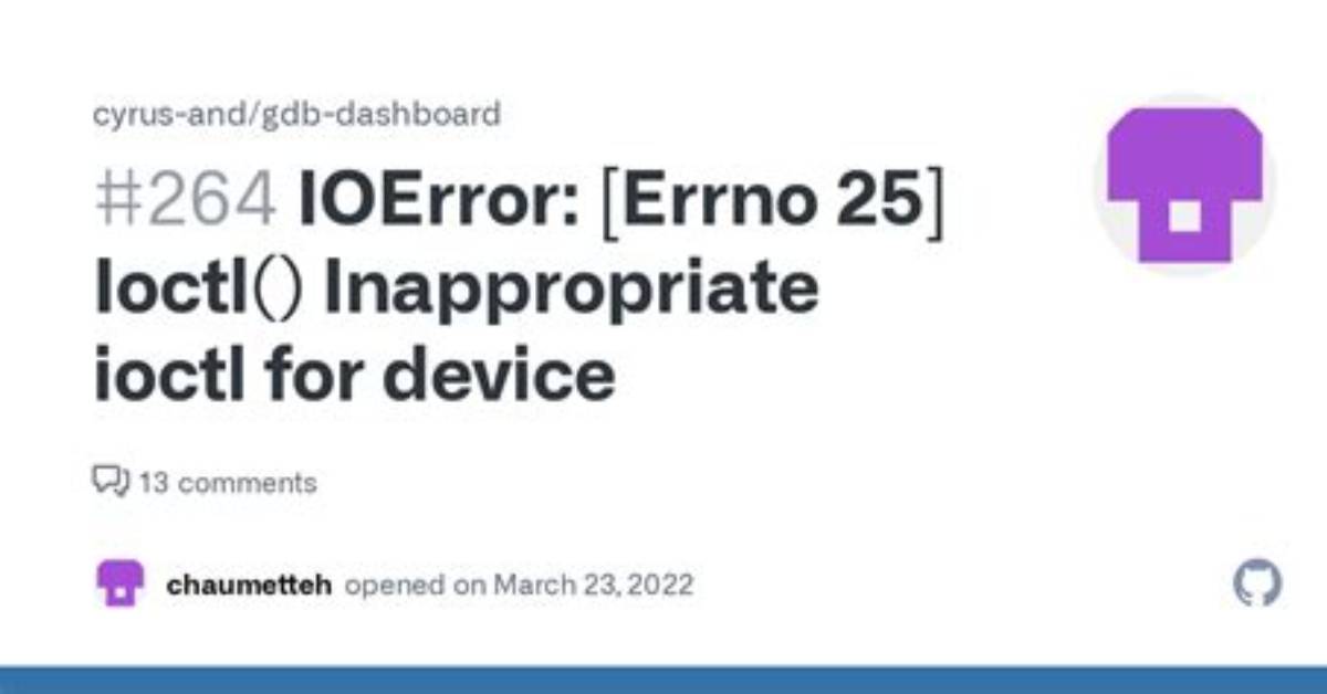 "Inappropriate Ioctl for Device"