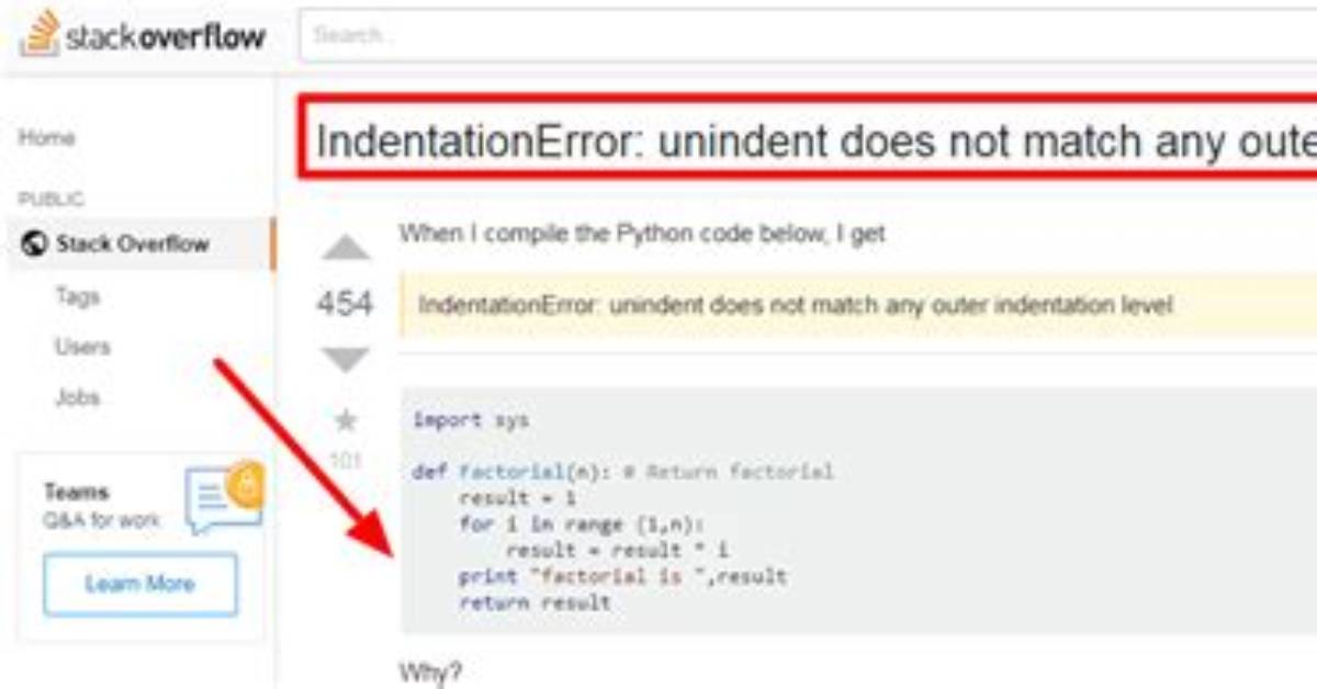 Indentationerror: Unindent Does Not Match Any Outer Indentation Level