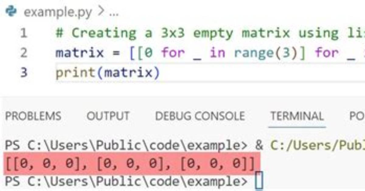 Initialize Empty Matrix in Python