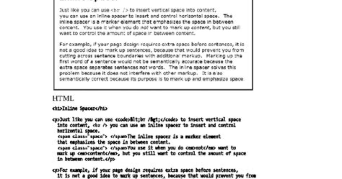 Inline Horizontal Spacer in Html