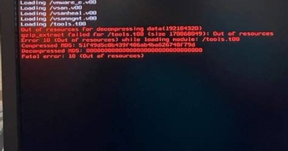 Installing Esxi - Fatal Error 10